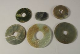 SIX CHINESE JADE DISKS, (6).