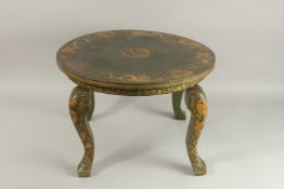 A FINE LATE 19TH CENTURY SIGNED INDIAN KASHMIR LACQUERED WOODEN TABLE, made in the Chinese style