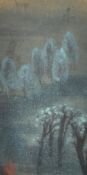 ASIAN SCHOOL, 20TH CENTURY, TREES IN A MISTY LANDSCAPE, watercolour, signed with a red seal, 12