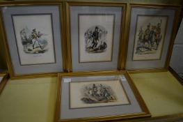 A set of four colour prints depicting battles.