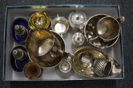 A group of silverware to include a Georgian tankard, circular bowl, sauce boat etc.