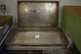 A pair of plated rectangular trays reputedly from Concorde.