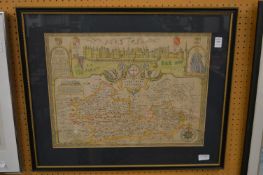 Part hand coloured map of Berkshire.