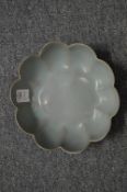 A Chinese celadon glazed petal form bowl.