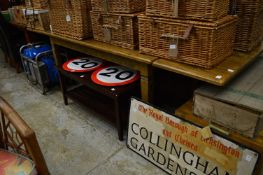 A large oak extending dining table.