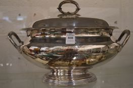 A good silver plated twin handled tureen and cover.