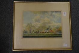 Peter Iden, Coppice Farm, Birdham, watercolour, signed.