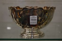 A silver pedestal bowl.