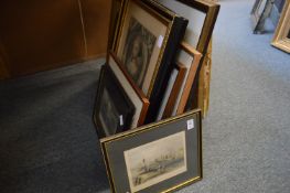 A group of engravings and prints, portraits, topographical views etc.