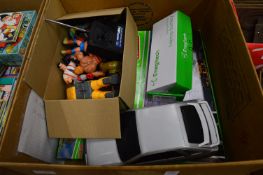 A box of Subbuteo and other items.