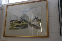 An interesting collection of watercolours, oil paintings, prints etc, various subjects.