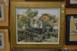 A Continental coastal landscape, oil on board.