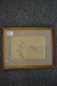 George Du Maurier, two pencil sketches, framed and glazed.