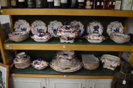 A comprehensive Ironstone dinner service, approx 80 pieces with imari decoration, complete with copy
