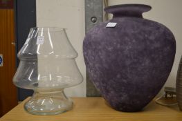 Two large glass vases.