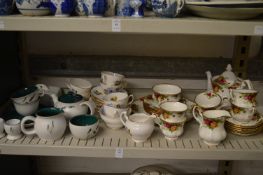 Decorative tea ware to include Royal Albert Old Country Roses, Crown Royal and Denby Green Wheat.