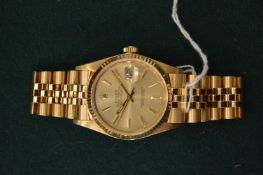 A good Rolex 18ct gold oyster perpetual datejust with original box (no paperwork).