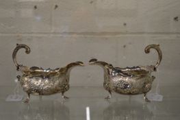 A pair of Georgian silver sauce boats.