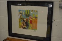 Barry Kite, rude awakening at Arles, colour print.