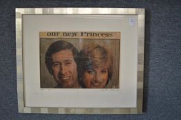 Pitro Psaier, Prince Charles and Lady Diana, mixed media on board.