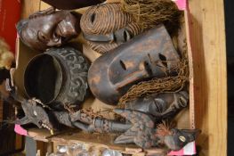 African hardwood masks and other ethnographical items.