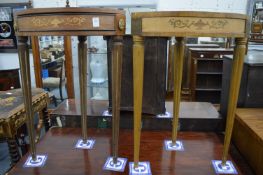 Two inlaid corner tables.