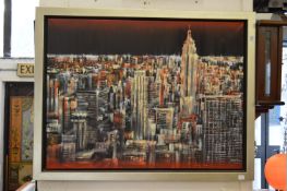 Robin Mulken, New York night time city landscape, oil on canvas, signed.
