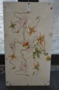 Decorative enamel panel painted with stylised Art Nouveau decoration.