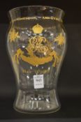A gilt decorated glass vase made by T Goode & Co to commemorate the Coronation of King George VI and