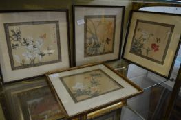 A set of four Chinese pictures depicting birds, insects and flowers.