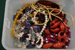 Amethyst and other decorative necklaces.