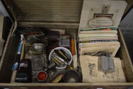 A suitcase containing miscellaneous collectables, penknives, cigarette cards etc.