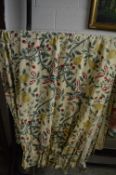 A single floral curtain, lined approx size 218cm wide x 400cm long together with a matching