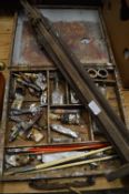 Artists paint box with contents and an easel.