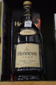 Hennessy brandy, one litre, boxed.