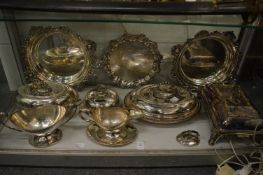 A silver plated entree dishes, salvers etc.