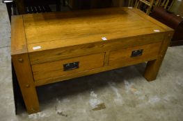 An oak coffee table.
