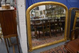 A large Victorian style gilt framed over-mantel mirror, 150cm high x 160cm wide.