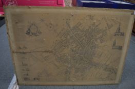 Thomas Hanson, plan of Birmingham, engraving, unframed (faults).