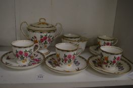Four Aynsley Mikado coffee cups and saucers, a matching sucrier and other items.