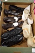 Four pairs of ladies designer shoes and a pair of boots, size 6.