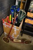 An early childs scooter and various other items.