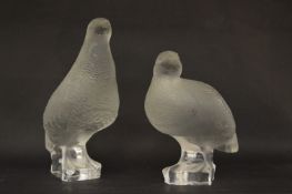 Two Lalique models of partridges (both with badly chipped beaks).
