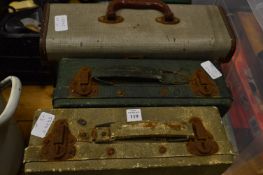 Three cases containing gramophone records.