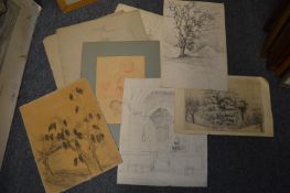 A Collection of six large engravings on Japanese paper, unframed, manner of Kyffin Williams,