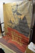 A large unframed canvas depicting Lenin.