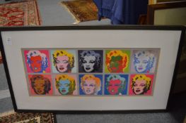 In the manner of Andy Warhol, Marilyn Monroe, ten colourful portraits mounted as one together with