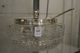 A cut glass and silver plated punch bowl.