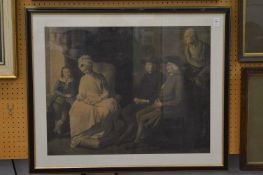 Mr West and Family, hand coloured stipple engraving.