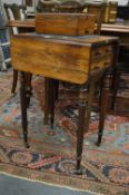 A William IV rosewood drop-flap occasional table on turned and reeded legs.